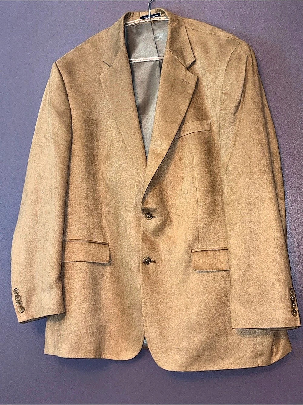 Chaps Men's Camel Brown Faux Suede Sport Coat / Blazer Like New 46L